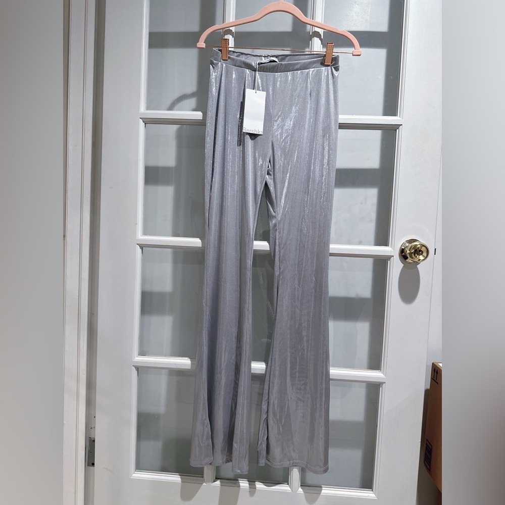 💜METALLIC SILVER PANT BERSHKA💜Party festival flare pants summer or spring